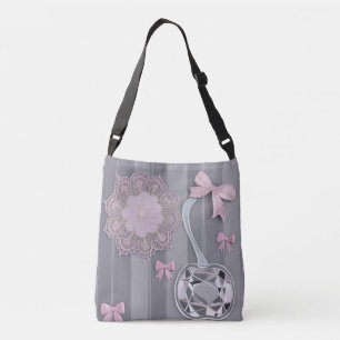 Bolso Cruzado Regalo de boda rosa y gris arte de IA Crystal Grey