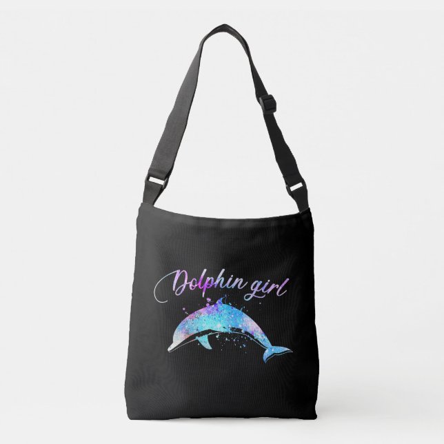 Bolso Cruzado Regalo de Dolphin Lover| Chica de delfines Galaxy (Anverso)