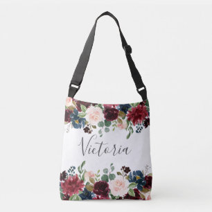Bolso Cruzado Regalo de Rosa Claro y Floral de Borgoña para la F