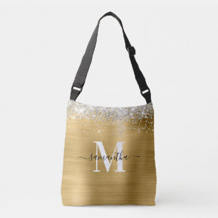 Bolso Cruzado Relieve metalizado dorado de Purpurina plateado mo