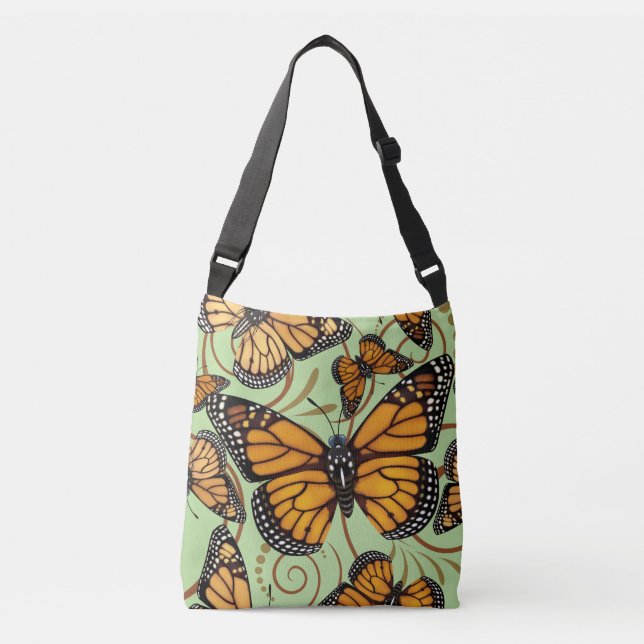 Bolso Cruzado Remolino de la mariposa de monarca (Anverso)