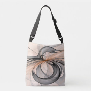 Bolso Cruzado Resumen Antracita Grey Siena Arte Fractal Moderno