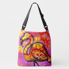 Bolso Cruzado Resumen caprichoso Flamingo Naranja Rosa Floral