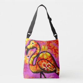 Bolso Cruzado Resumen caprichoso Flamingo Naranja Rosa Floral