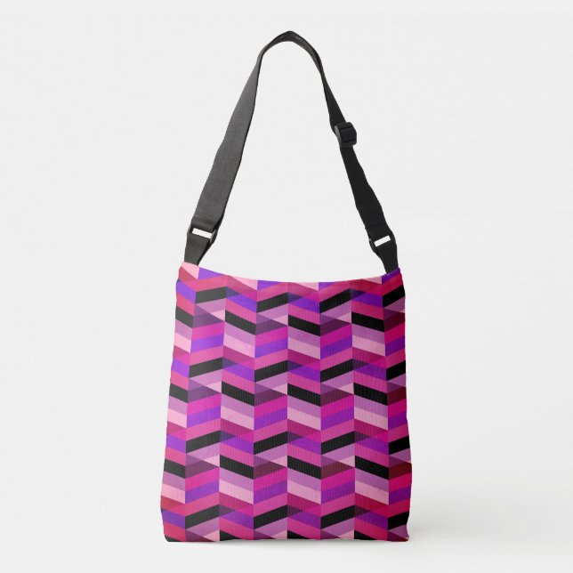Bolso Cruzado Resumen Chevron/Herringbone | Púrpura y violeta (Anverso)