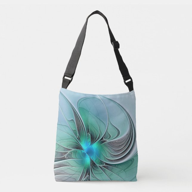 Bolso Cruzado Resumen Con Arte Fractal Azul Y Moderno (Anverso)
