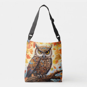 Bolso Cruzado Resumen de encantamiento animal colorido de búho