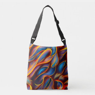 Bolso Cruzado Resumen de flamencos rojos Swirl Blue
