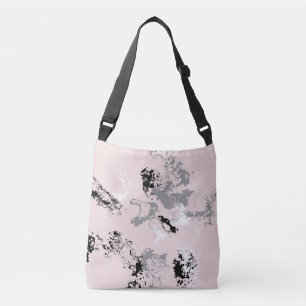 Bolso Cruzado Resumen de mármol rosa, negro y gris