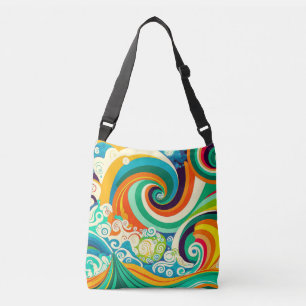 Bolso Cruzado Resumen de obras de arte de las olas hippie de la 