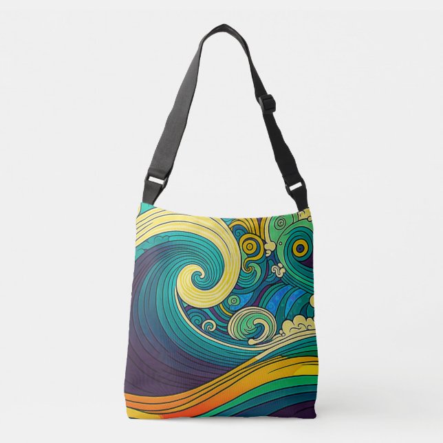 Bolso Cruzado Resumen de obras de arte de las olas hippie de la  (Anverso)