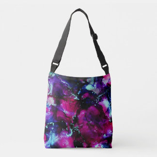 Bolso Cruzado Resumen de tinta de alcohol de galaxia púrpura