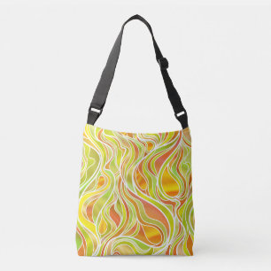 Bolso Cruzado Resumen de vidrio manchado amarillo Naranja