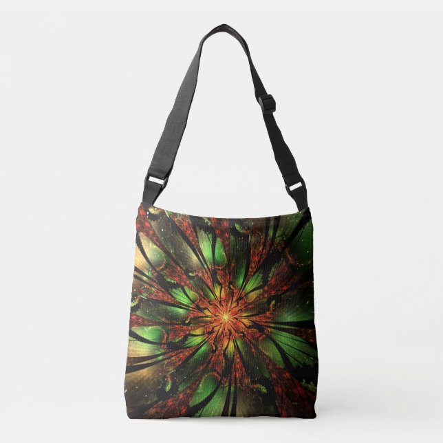 Bolso Cruzado Resumen del diseño de flor fractal. (Anverso)
