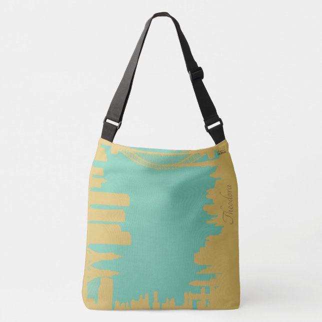 Bolso Cruzado Resumen Edificios Tusquesa Oro (Anverso)