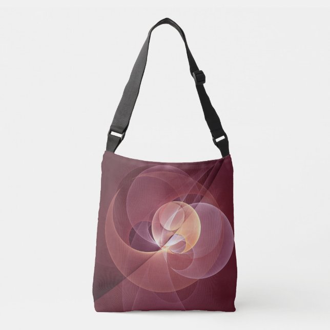 Bolso Cruzado Resumen Elegante Vino Moderno Arte Fractal Rojo (Anverso)