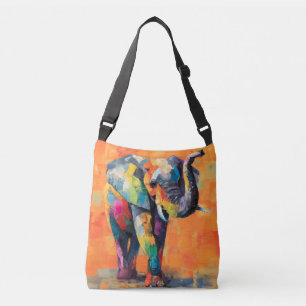 Bolso Cruzado Resumen feliz elefante arcoiris