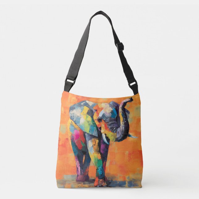 Bolso Cruzado Resumen feliz elefante arcoiris (Anverso)