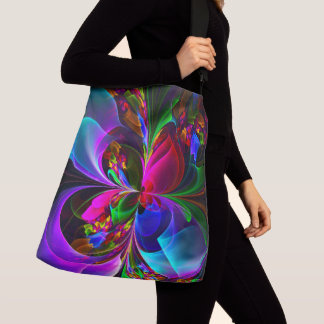 Bolso Cruzado Resumen floral moderno Patrón azul rojo del arte #