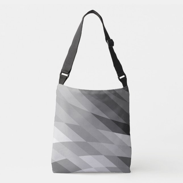 Bolso Cruzado Resumen geométrico negro y gris vibrante (Anverso)