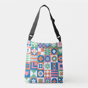 Bolso Cruzado Resumen Patrón folclórico escandinavo floral