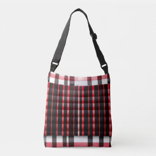 Bolso Cruzado Resumen Red Black Plaid Moderno Colección