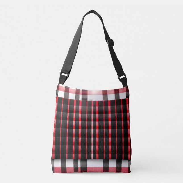 Bolso Cruzado Resumen Red Black Plaid Moderno Colección (Anverso)