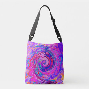 Bolso Cruzado Resumen retro púrpura y Naranja Groovy Swirl