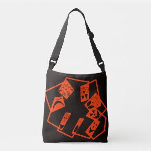Bolso Cruzado Resumen, rostros de calabaza en negro, Halloween