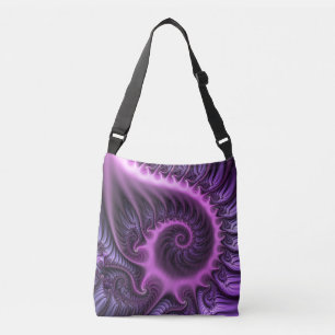 Bolso Cruzado Resumen Vivid Guay Pink Purple Fractal Art Spiral