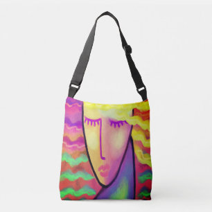 Bolso Cruzado Retrato abstracto colorido de una rubia