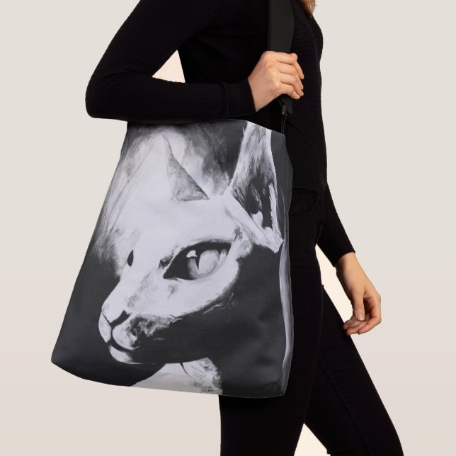 Bolso Cruzado Retrato blanco del animal del contraste del negro (Detalle)