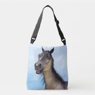 Bolso Cruzado Retrato de Arte de Caballo con Sonrisa Divertida