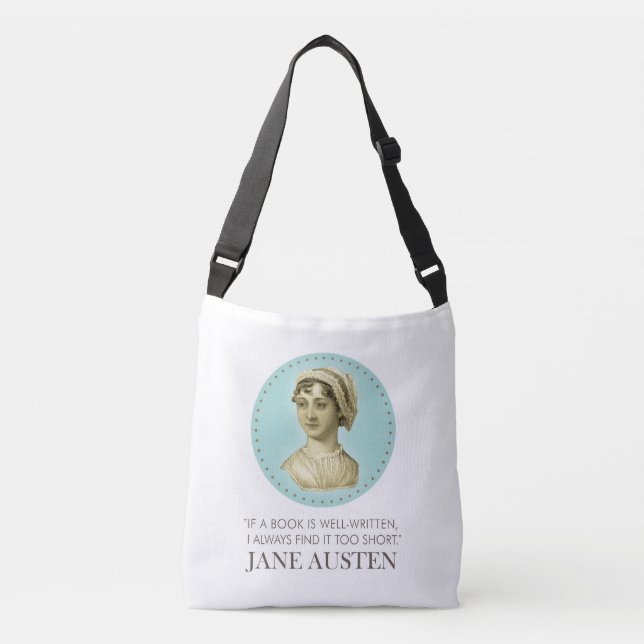 Bolso Cruzado Retrato de Jane Austen y cita para leer (Anverso)