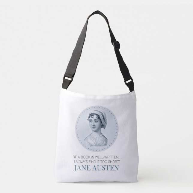 Bolso Cruzado Retrato de Jane Austen y cita para leer (Anverso)