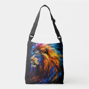 Bolso Cruzado Retrato de león de vida silvestre cósmica abstract