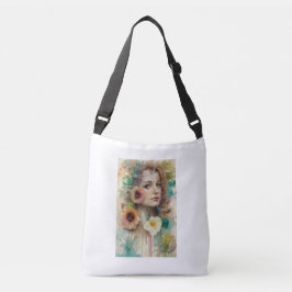 Bolso Cruzado Retrato de mujer de flor abstracta