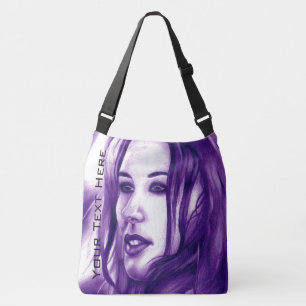 Bolso Cruzado Retrato de mujer morada original arte