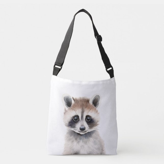 Bolso Cruzado Retrato de Raccoon Bebé (Anverso)