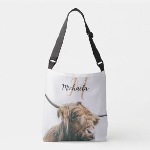 Bolso Cruzado Retrato de vaca de Highland nombre personalizado m
