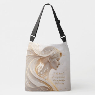 Bolso Cruzado Retrato femenino de lujo con cita inspiradora