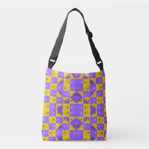 Bolso Cruzado Retro Boho Morado y Amarillo Dajsy Tablero de Ajed