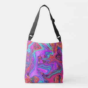Bolso Cruzado Retro morado, azul y Naranja Resumen de arte líqui