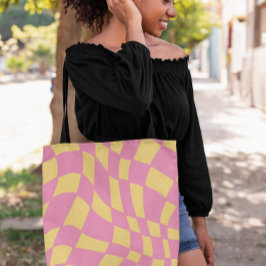 Bolso Cruzado Retro ondulado rosa y amarillo