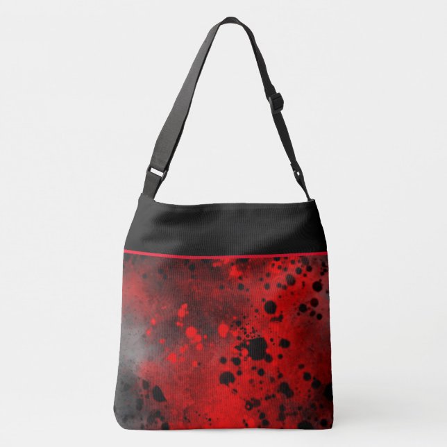 Bolso Cruzado Retro Paint Splatt Efecto Rojo y Negro (Reverso)