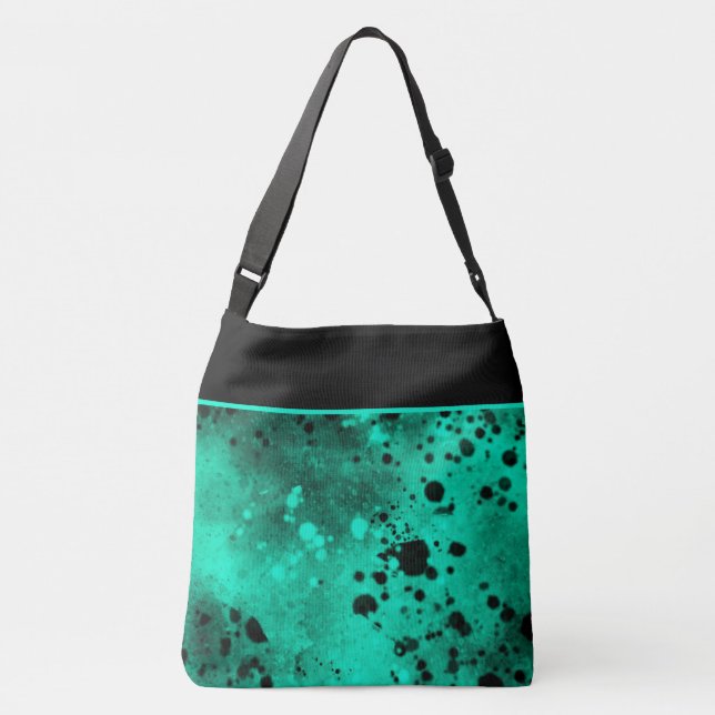 Bolso Cruzado Retro Paint Splatt Efecto verde y negro (Reverso)