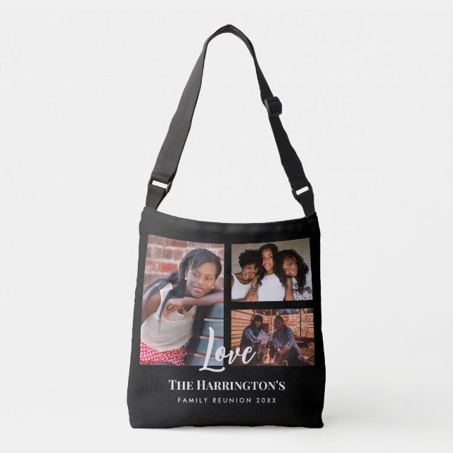 Bolso Cruzado Reunión familiar 3 sección Collage de fotos marco  (Anverso)