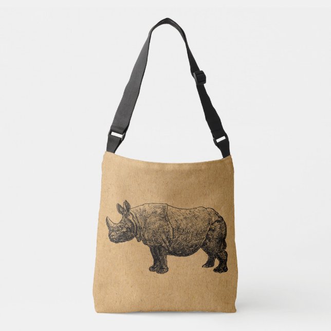 Bolso Cruzado Rhinoceros Art Vintage Rhino Ilustracion (Anverso)
