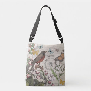 Bolso Cruzado Robin Elegant Bird Butterfly Arte Francés