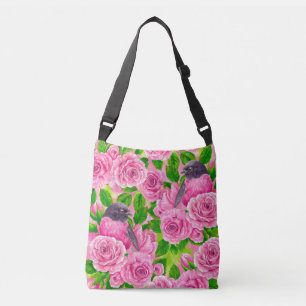 Bolso Cruzado Robin rosado y rosas